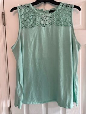 Lane Bryant Mint Crochet Yoke Sleeveless Tank